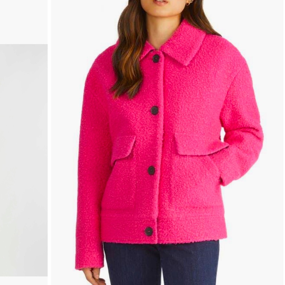 NVLT Hot Pink Bouclé Trench Coat